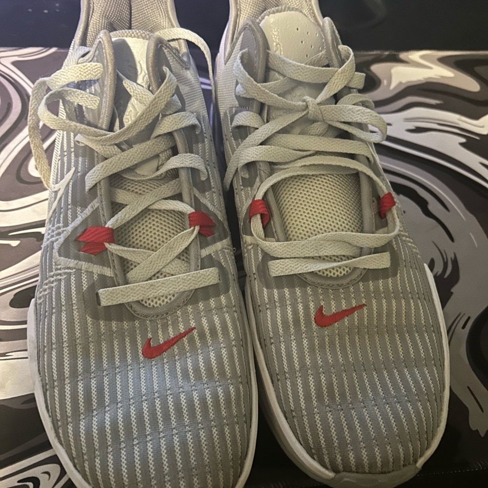 Gray and Red Nike Sneakers